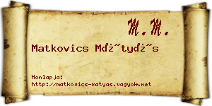 Matkovics Mátyás névjegykártya